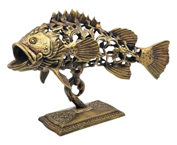 ISRAEL DeLEON (Cuban Art) Fish Bronze Sculpture