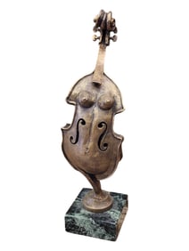 ISRAEL RUFIN (Rufo) (Cuban Art) Small Violin Bronze Sculpture