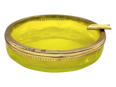 Antique French yellow glass ashtray