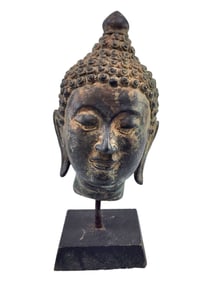 Antique bronze Buddha head
