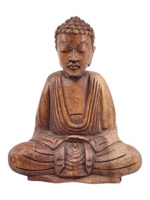 Antique hand carved wooden buddha sculpture