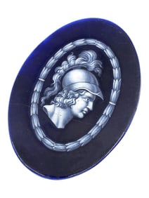 Antique Mintons encaustic style centurion head glazed tile