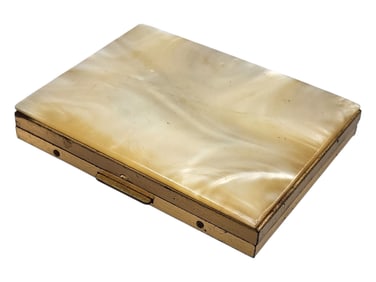 Vintage Mother Of Pearl cigarette metal case