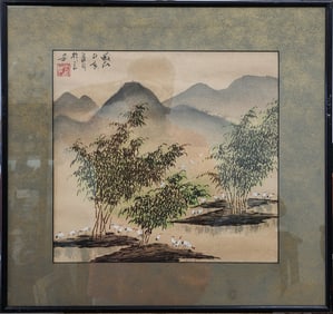 Japanese signed watercolor painting