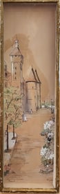 Flower Market Paris signed watercolor painting