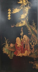 Large Chinese Black Laquered panel painting
