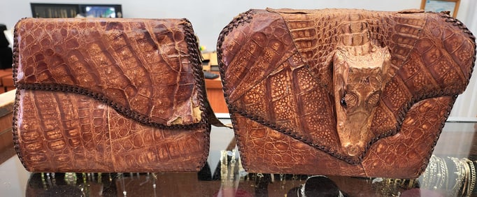 Vintage Genuine Alligator Purse Handbag With Head Body Legs