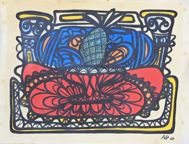 manner of Amelia Pelaez Cuban Art gouache on paper