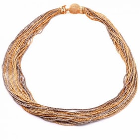 Vintage Marchisio Heavy Twisted Rope Multi Strand 18K Gold 22 Inches Necklace