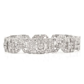 ANTIQUE ART DECO DIAMOND PLATINUM FILIGREE BRACELET