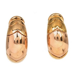 Bvlgari 18K Gold Polished Half Hoop Clip on Earrings