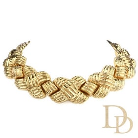 Estate Nuovi Gioielli Italian Wide 18K Criss Cross Choker Necklace