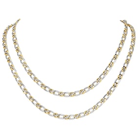 Buccellati Curb Chain 18K Two Tone Gold Long Necklace