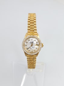 LADIES ROLEX 18K YELLOW GOLD PRESIDENTIAL DIAMOND WATCH