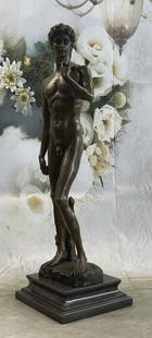 David by Michelangelo Signed Replica Sculpture Art: Total Dimensions: Height 18'' x Width 5''Approximate Weight: 10 LBSOriginal Reproduction: Reproduction