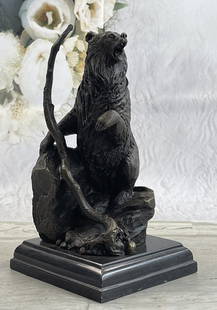 Nick LARGE BEAR STANDING ON CLIFF BRONZE SCULPTURE: Total Dimensions: Height 10'' x Width 6''Approximate Weight: 10 LBSOriginal Reproduction: Original