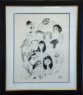 ALBERT Al HIRSCHFELD (1903-2003): 26" x 20", with frame 35.50" x 29.50", excellent condition