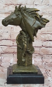 Horse Head Bust with Rope ? Western Equestrian Sculpture