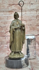 Saint Jude Sculpture Holding Staff ? Religious Art on Marble Base