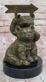 Adorable Bear Cub Welcome Statue ? Bronze