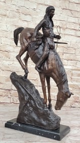 Mountain Man Frederic Remington Native American Indian Bronze Statue Sculpture 21" x 17"