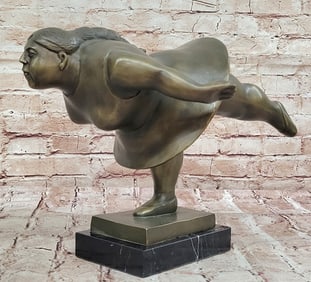 Whimsical Ballerina Dancer Girl Bronze Sculpture Inspired by Botero