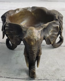 Metal Elephant Candy Dish Ashtray Original Art Sculpture D?cor
