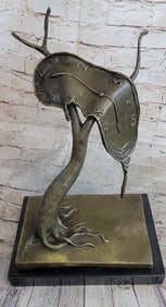 PERSISTENCE OF MEMORY BY SALVADOR DALI BRONZE MODERN ART SCULPTURE STATUE