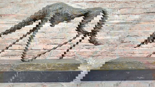 Abstract Surrealist Bronze Dog Sculpture Statue