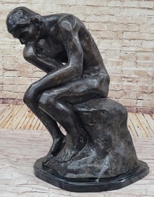 45 lbs The Thinker Thinking Man Auguste Rodin Bronze Statue Sculpture Replica 24" x 14"