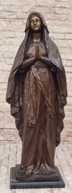 47 lbs Madonna Virgin Mary Bronze Christian Catholic Sculpture Statue Signed Original 32" x 12"