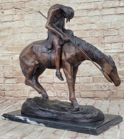 35 lbs End of the Trail James Fraser Western Bronze Sculpture Native American 21" x 22"