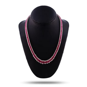 53.07ctw BURMESE Ruby and 5.19ctw Diamond Platinum Necklace (GIA CERTIFIED)