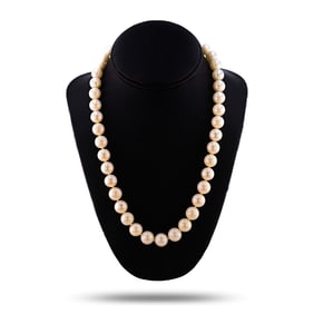 9MM to 11MM White South Sea Cultured Pearl Necklace with 14K White Gold Clasp