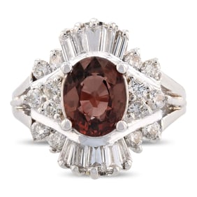 2.31ct UNHEATED Red Sapphire and 1.17ctw Diamond 14K White Gold Ring
