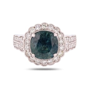 3.93ct UNHEATED Blue Sapphire and 0.82ctw Diamond Platinum Ring (GIA CERTIFIED)