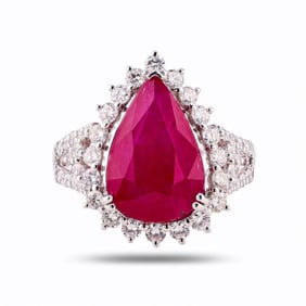 6.20ct Ruby and 1.09ctw Diamond Platinum Ring (GIA CERTIFIED)
