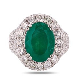 5.42ct Emerald and 2.85ctw Diamond Platinum Ring (GIA CERTIFIED)