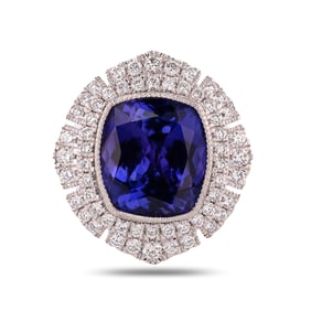 7.86ct Tanzanite and 0.69ctw Diamond Platinum Ring (GIA CERTIFIED)