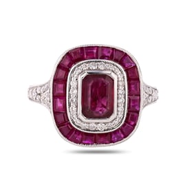 2.98ctw Ruby and 0.33ctw Diamond Platinum Ring