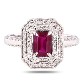 1.14ct Ruby and 0.40ctw Diamond Platinum Ring