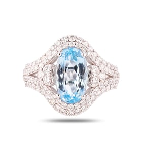 3.37ct Aquamarine and 1.21ctw Diamond Platinum Ring