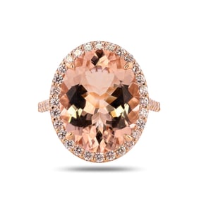 8.62ct Morganite and 0.91ctw Diamond 14K Rose Gold Ring