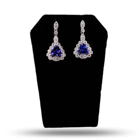 4.94ctw Tanzanite and 2.06ctw Diamond Platinum Dangle Earrings