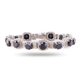 23.53ctw Fancy Black Diamond 14K White Gold Bracelet (25.73ctw Diamonds)