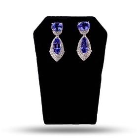 12.28ctw Tanzanite and 1.43ctw Diamond Platinum Earrings