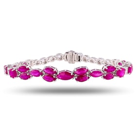 10.05ctw BURMESE Ruby and 1.91ctw Diamond Platinum Bracelet (GIA CERTIFIED)