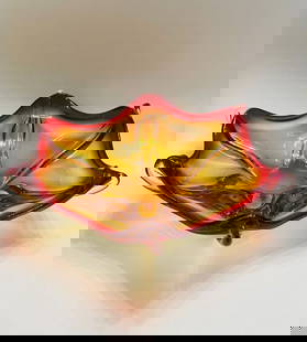 Murano Glass Ashtray: 8cm High x 27 cm Diameter.