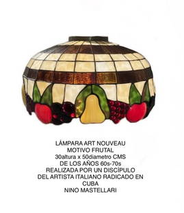 Art Nouveau Lamp: Lamp was made by a Student of Nino Mastellari 60's - 70s 30 x 50 diameter