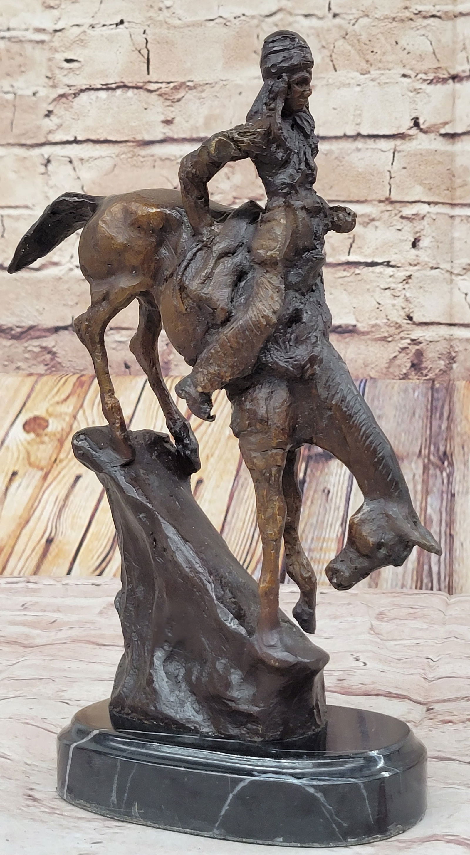 MOUNTAIN MAN Frederic Remington Bronze Statue Native American Sculpture 11" x 9" (1 of 4)